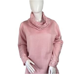 Karen Scott Sport Light Chunky Knit Cowl Tight Knit Body Pink Women's Large